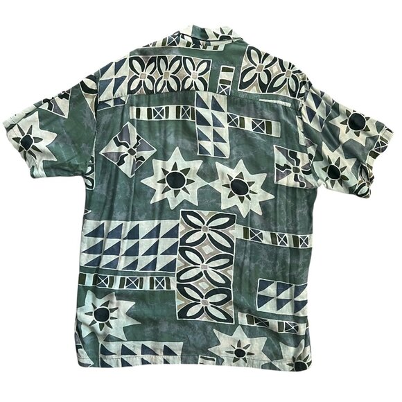 Vintage Java Lava Mens Hawaiian Camp Shirt Green L Summer Resort Short Sleeve - Picture 2 of 5